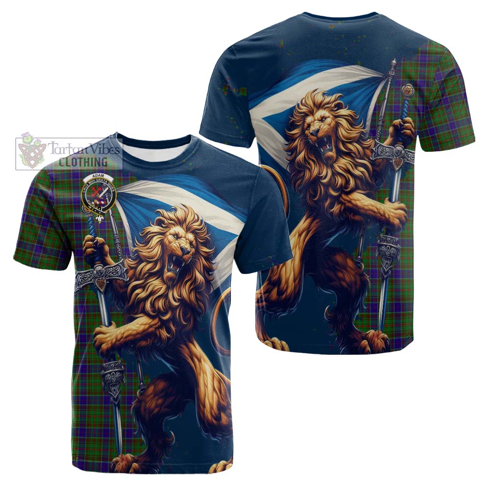 Tartan Vibes Clothing Adam Tartan Family Crest Cotton T-shirt with Scottish Majestic Lion