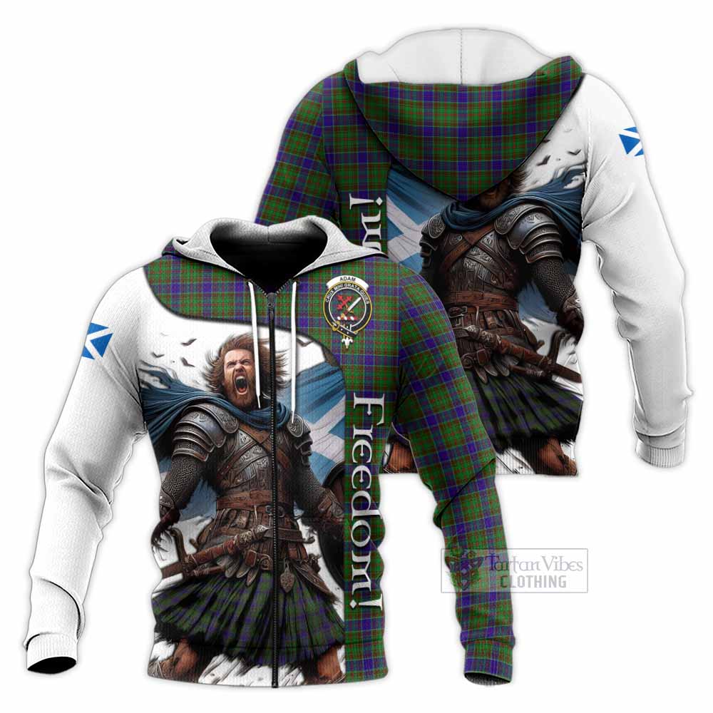 Tartan Vibes Clothing Adam Crest Tartan Knitted Hoodie Inspired by the Freedom of Scottish Warrior