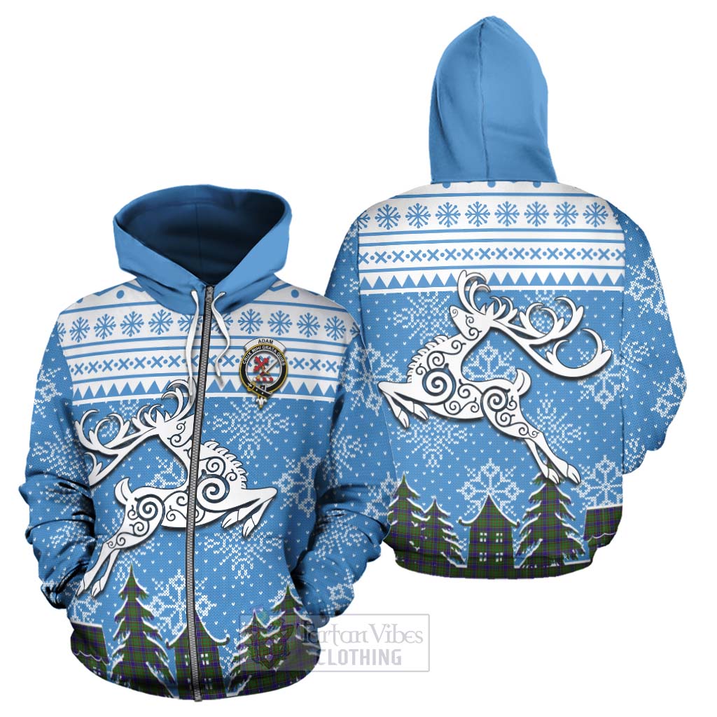 Tartan Vibes Clothing Adam Clan Christmas Hoodie Celtic Reindeer Style