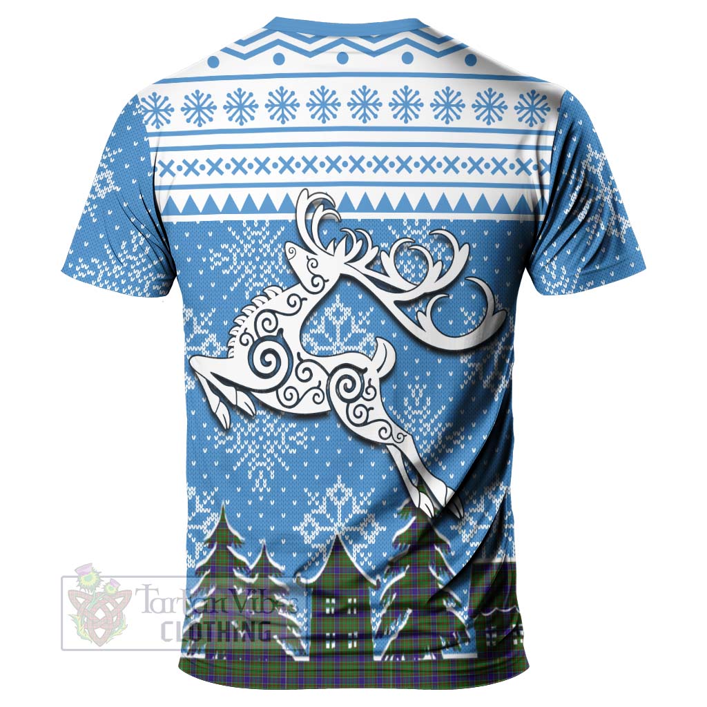 Tartan Vibes Clothing Adam Clan Christmas T-Shirt Celtic Reindeer Style