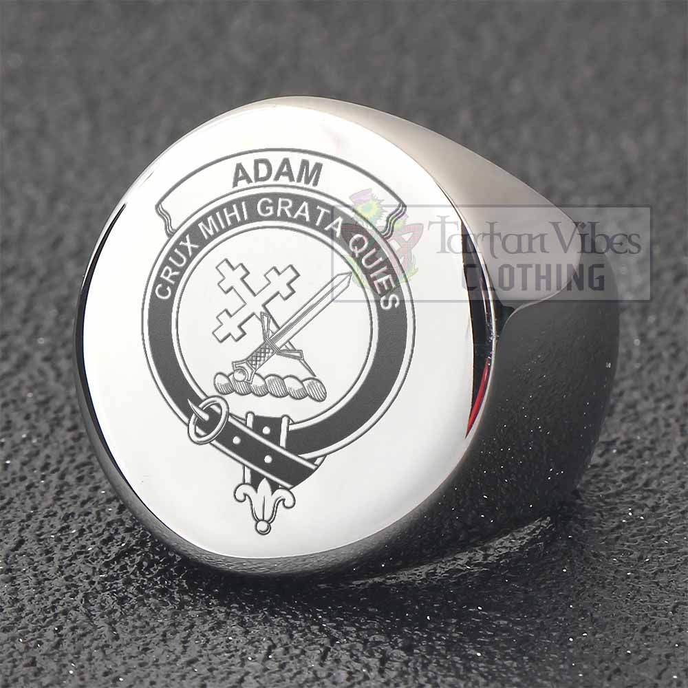 Tartan Vibes Clothing Adam Clan Crest Engraved Ring