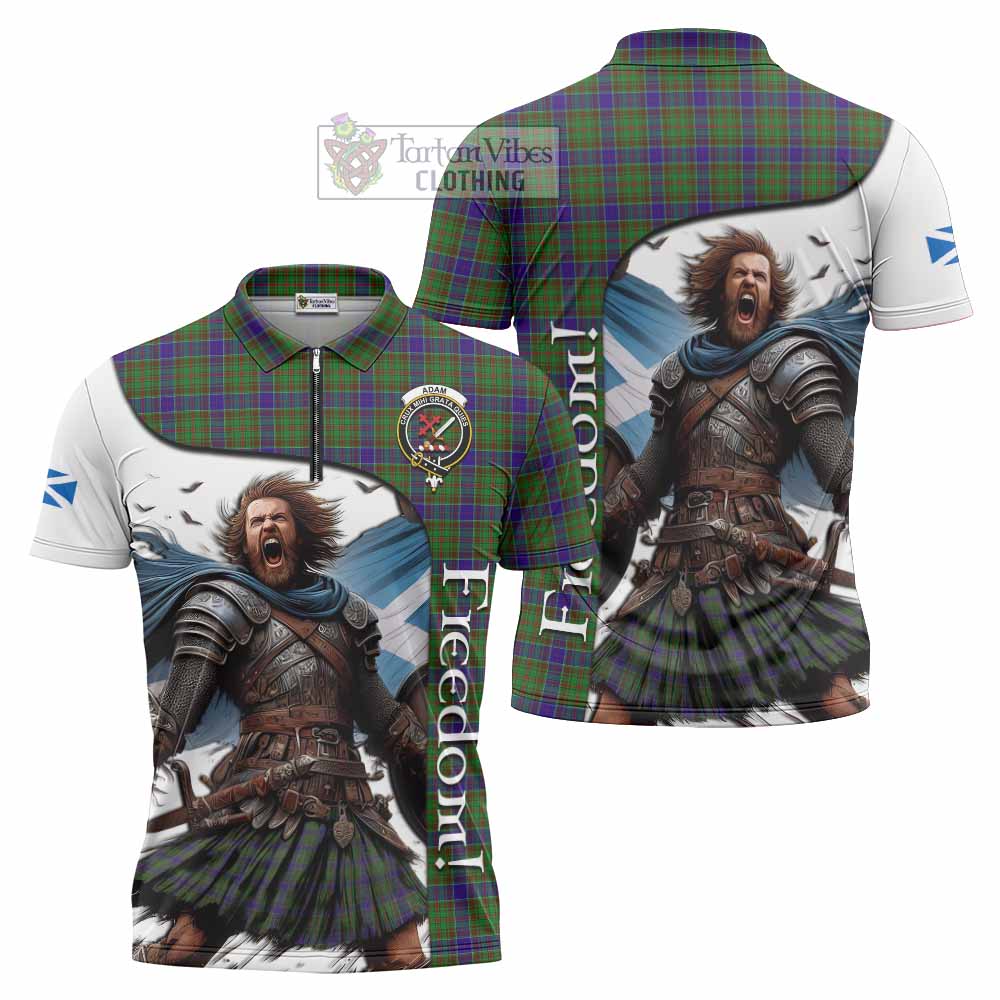 Tartan Vibes Clothing Adam Crest Tartan Zipper Polo Shirt Inspired by the Freedom of Scottish Warrior