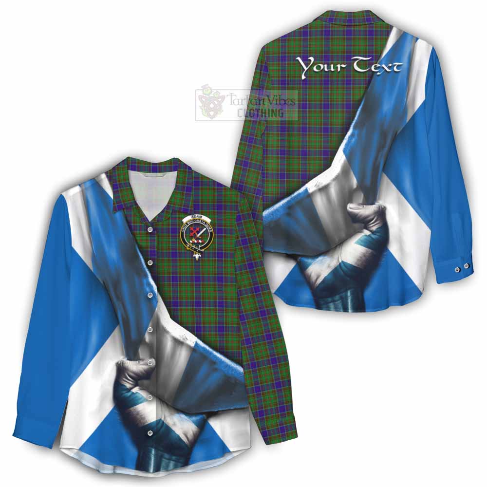 Tartan Vibes Clothing Adam Tartan Women's Casual Shirt with Family Crest Scotland Patriotic Style