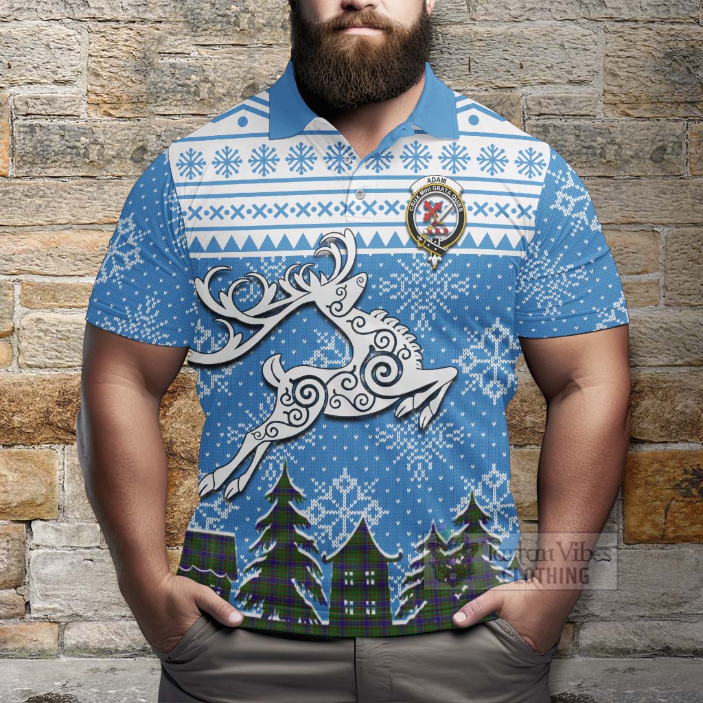 Tartan Vibes Clothing Adam Clan Christmas Polo Shirt Celtic Reindeer Style