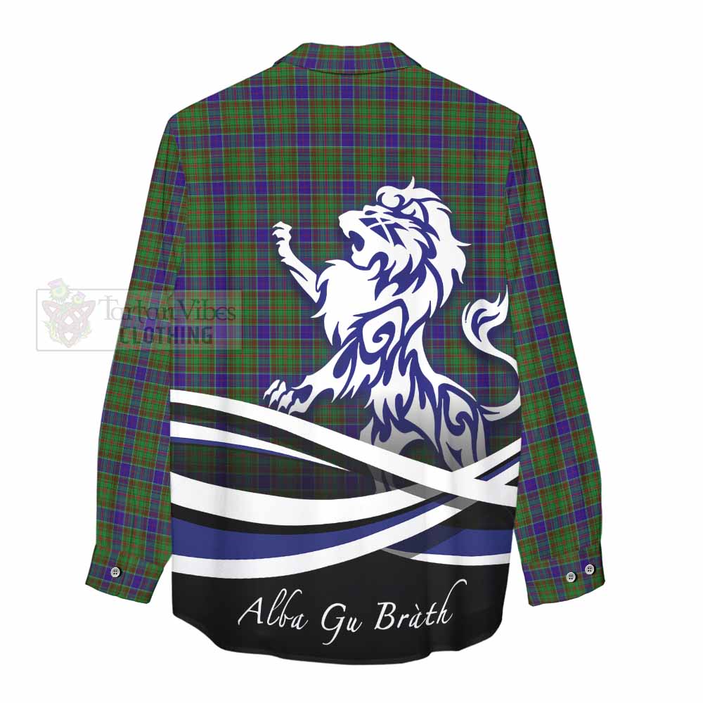 Tartan Vibes Clothing Adam Tartan Women's Casual Shirt with Alba Gu Brath Regal Lion Emblem