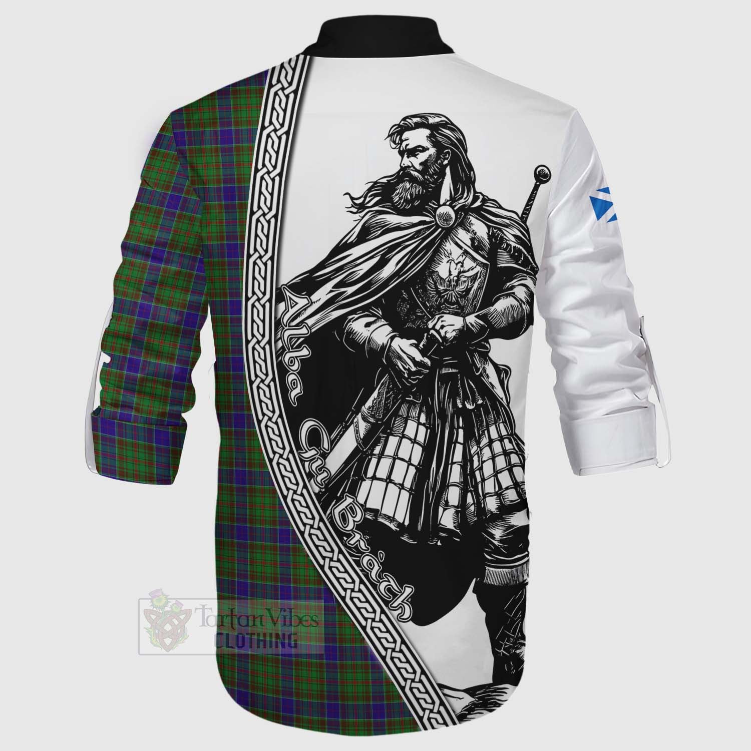 Tartan Vibes Clothing Adam Tartan Clan Crest Ghillie Kilt Shirt with Highlander Warrior Celtic Style