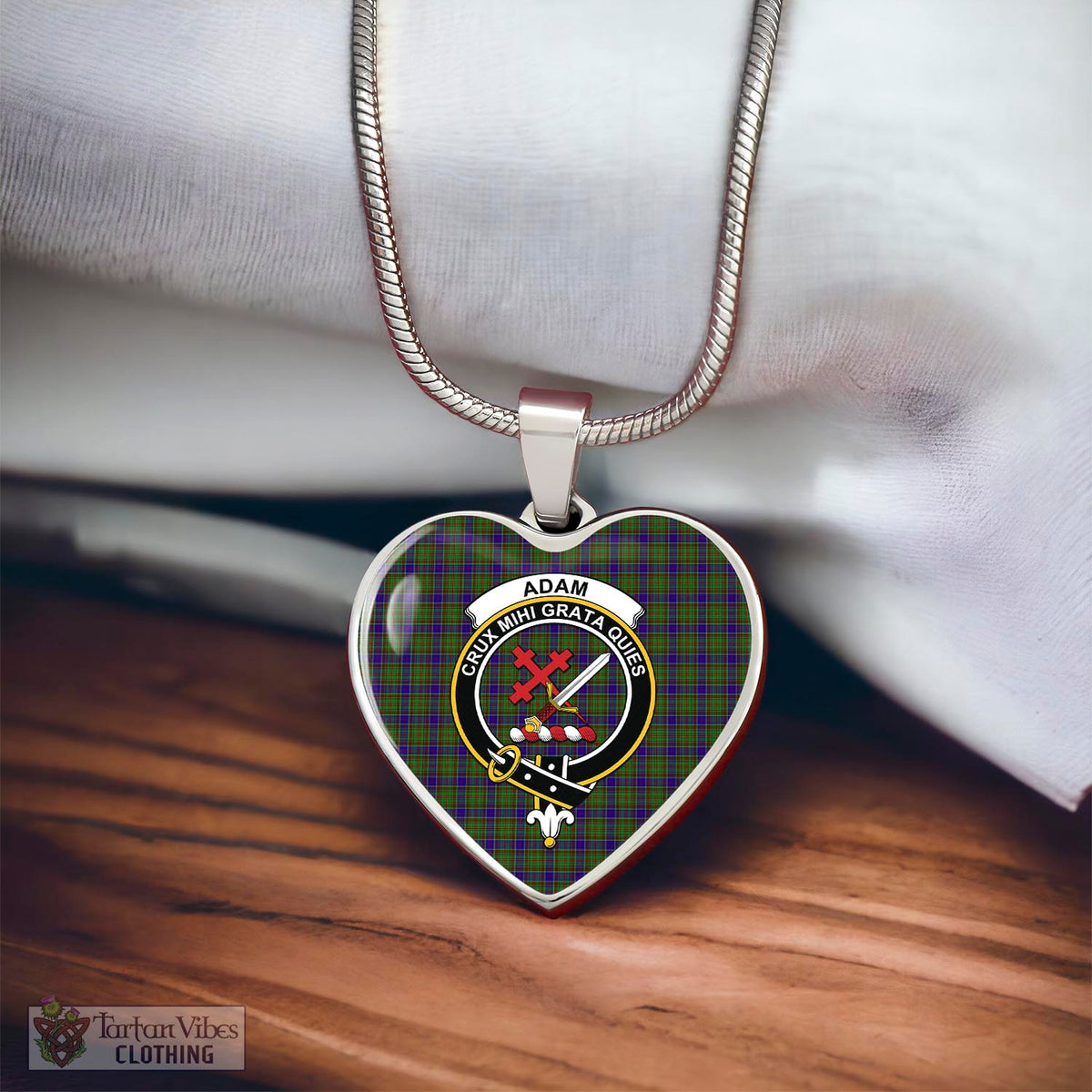 Adam Tartan Heart Necklace with Family Crest - Tartan Vibes Clothing
