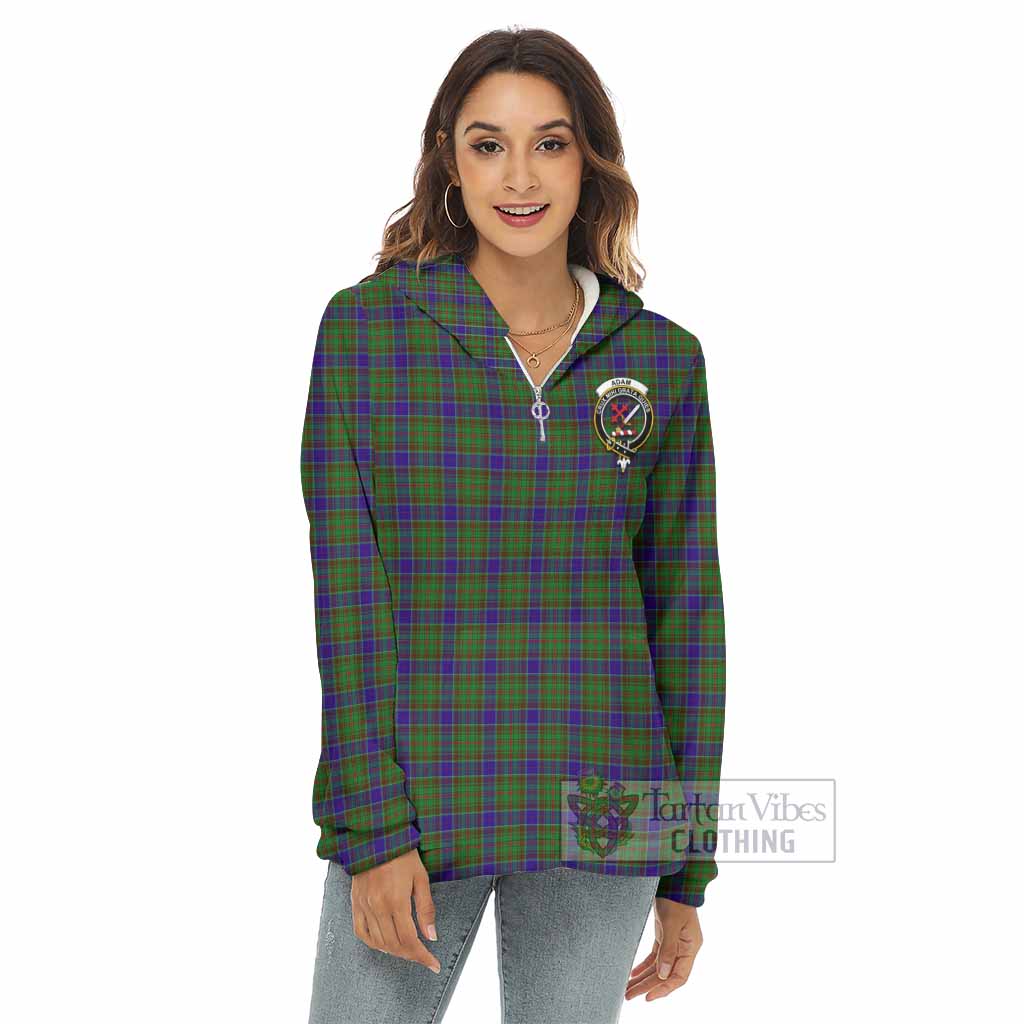 Tartan Vibes Clothing Adam Tartan Crest Women's Borg  Half Zip Fleece Hoodie