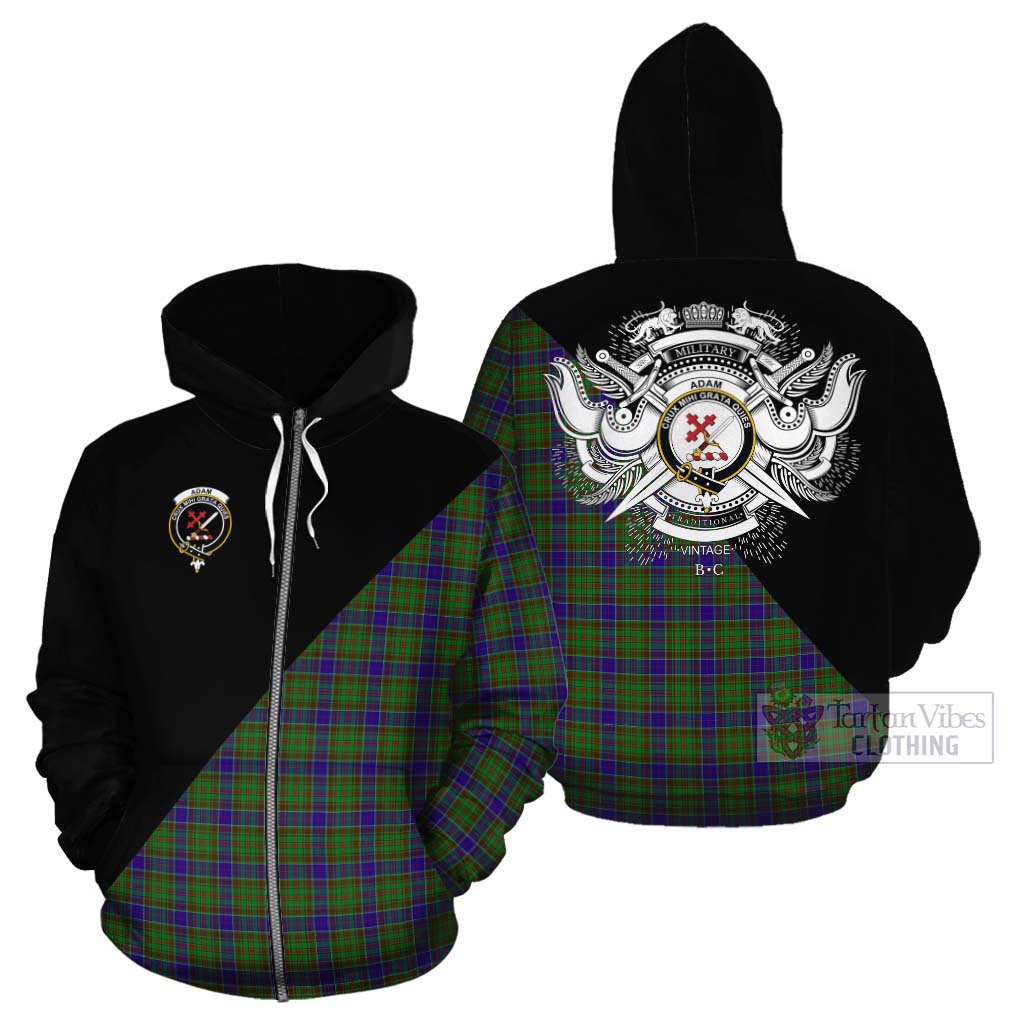 Tartan Vibes Clothing Adam Tartan Cotton Hoodie with Family Crest and Military Logo Style