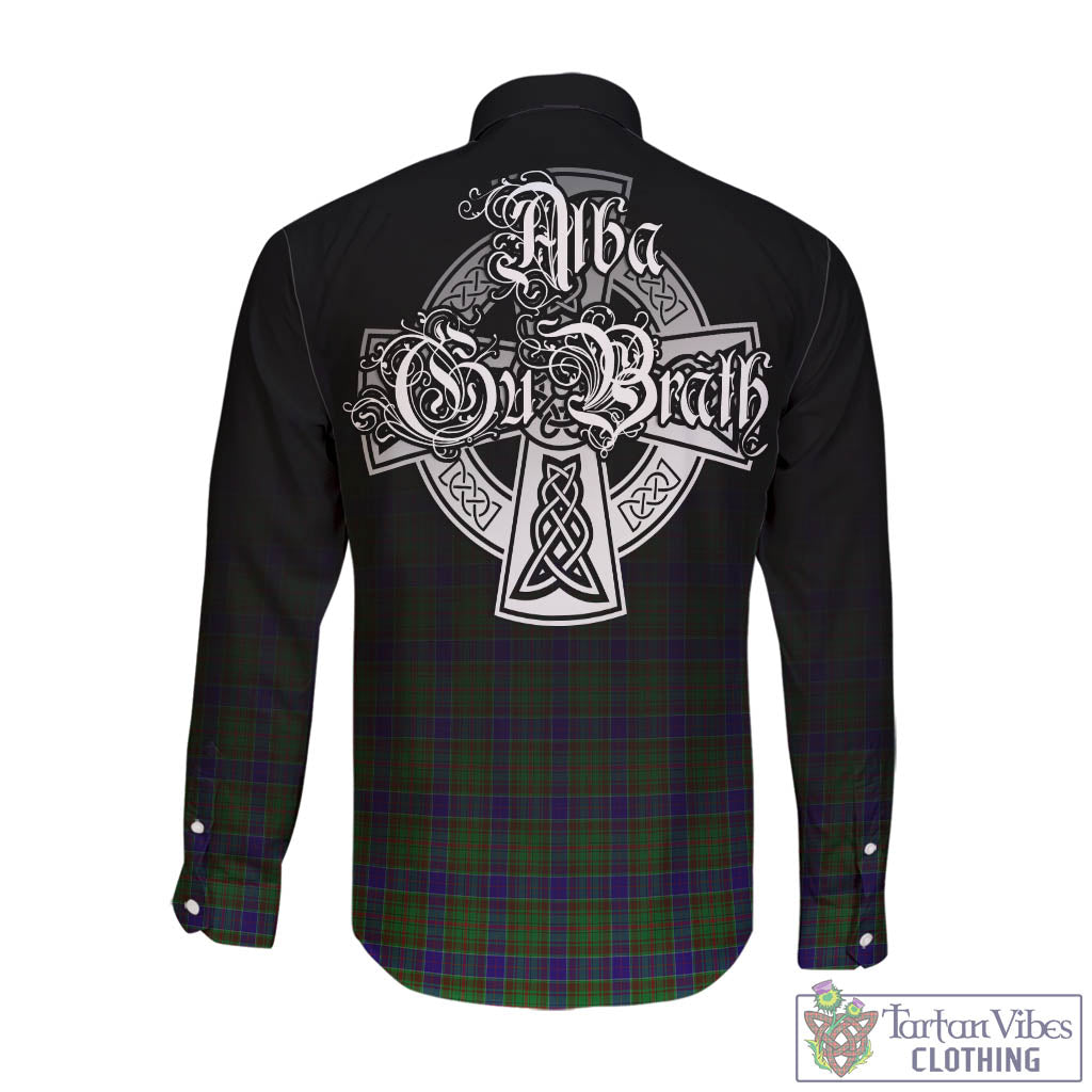 Tartan Vibes Clothing Adam Tartan Long Sleeve Button Up Featuring Alba Gu Brath Family Crest Celtic Inspired