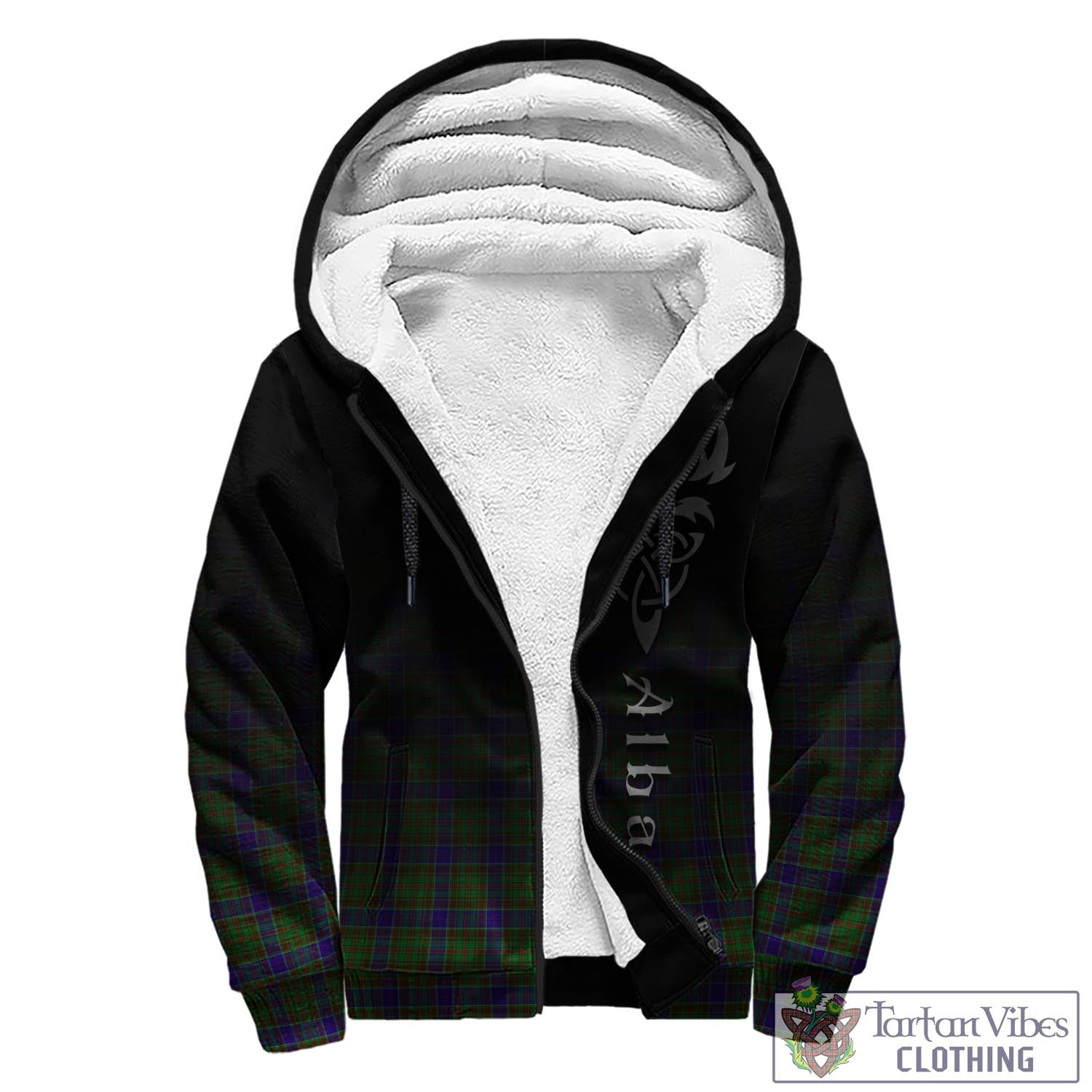 Tartan Vibes Clothing Adam Tartan Sherpa Hoodie Featuring Alba Gu Brath Family Crest Celtic Inspired