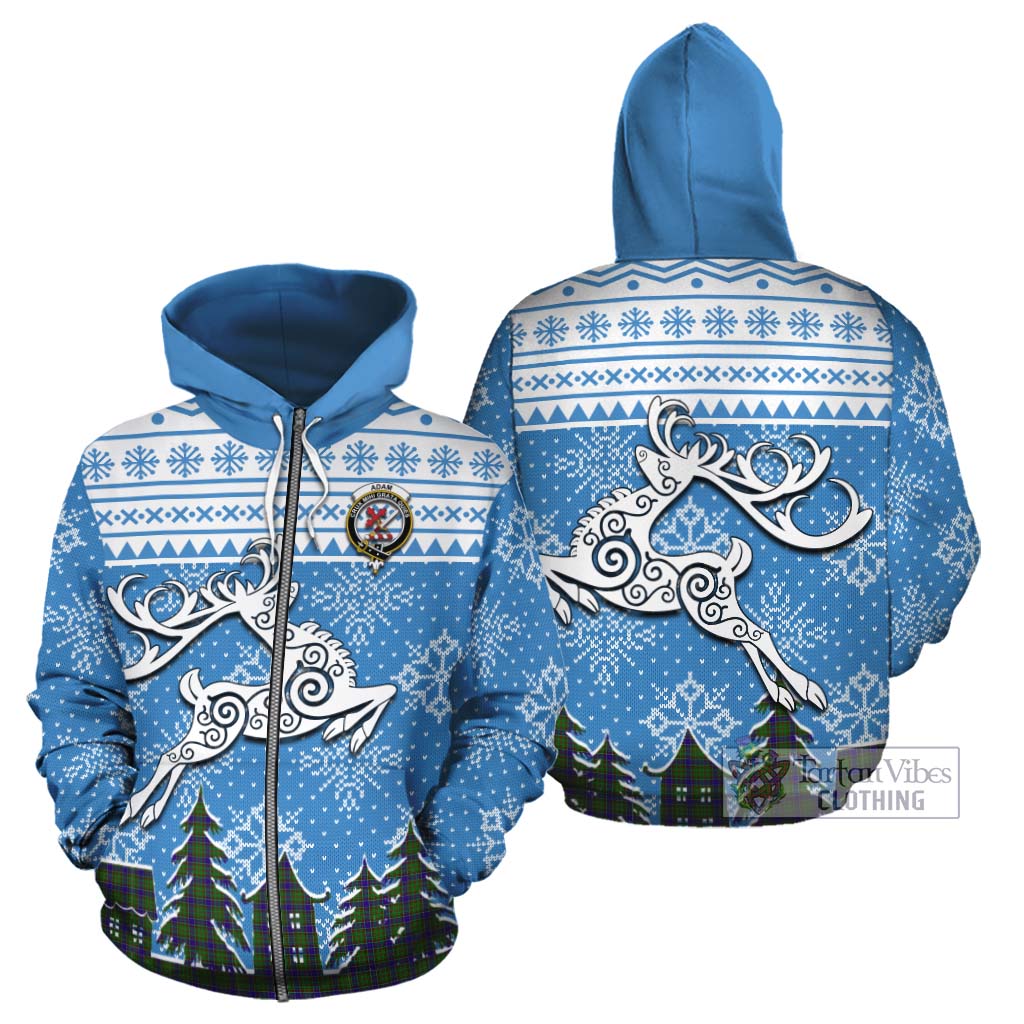 Tartan Vibes Clothing Adam Clan Christmas Cotton Hoodie Celtic Reindeer Style