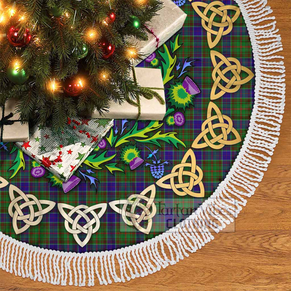 Tartan Vibes Clothing Adam Tartan Christmas Tree Skirt with Thistle Celtic Knot Style