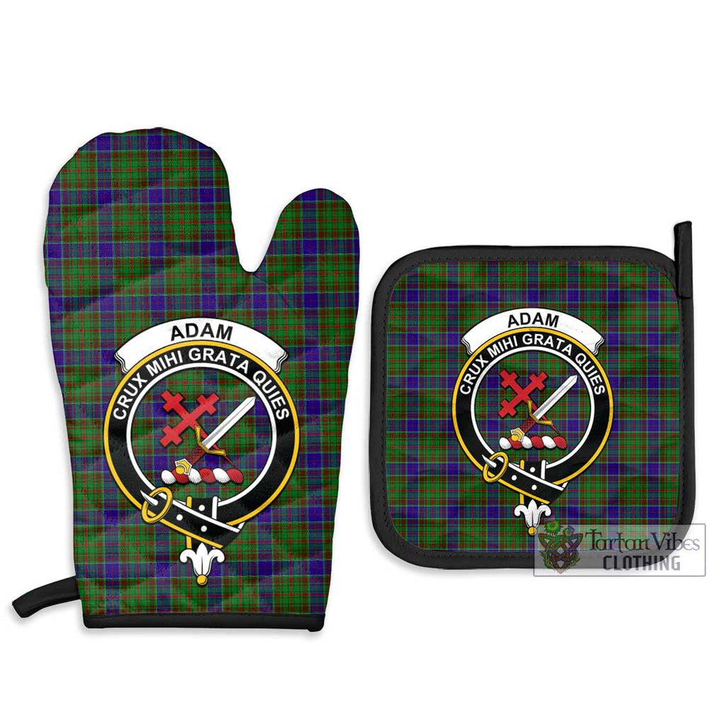 Adam Tartan Combo Oven Mitt & Pot-Holder with Family Crest Combo 1 Oven Mitt & 2 Pot-Holder Black - Tartan Vibes Clothing