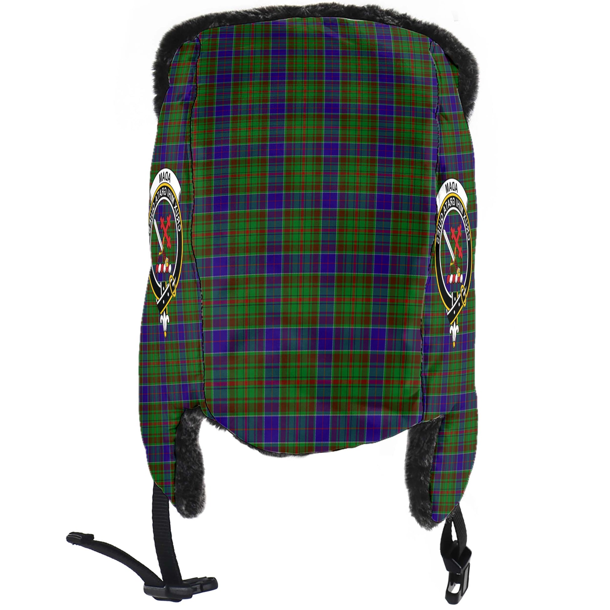 Adam Tartan Winter Trapper Hat with Family Crest - Tartanvibesclothing