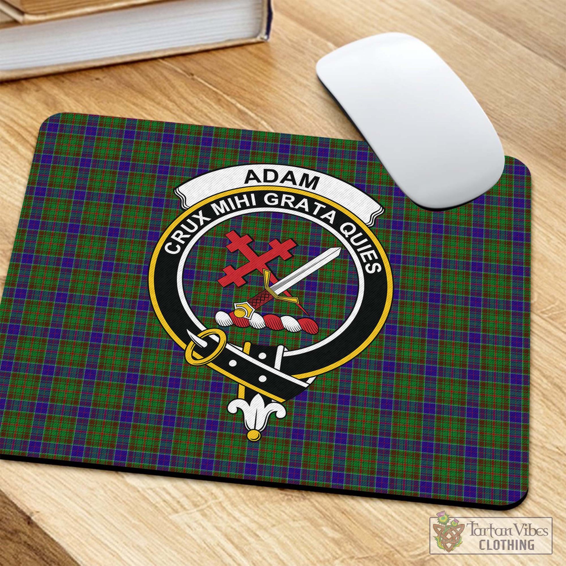 Tartan Vibes Clothing Adam Tartan Mouse Pad with Family Crest