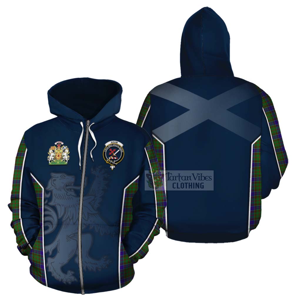 Tartan Vibes Clothing Adam Tartan Cotton Hoodie with Family Crest and Lion Rampant Vibes Sport Style