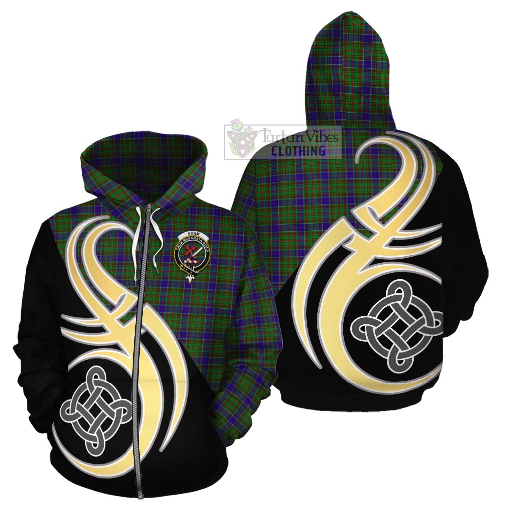 Tartan Vibes Clothing Adam Tartan Cotton Hoodie with Family Crest and Celtic Symbol Style