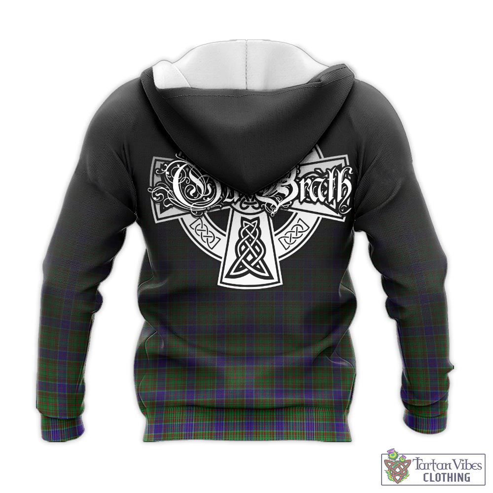 Tartan Vibes Clothing Adam Tartan Knitted Hoodie Featuring Alba Gu Brath Family Crest Celtic Inspired