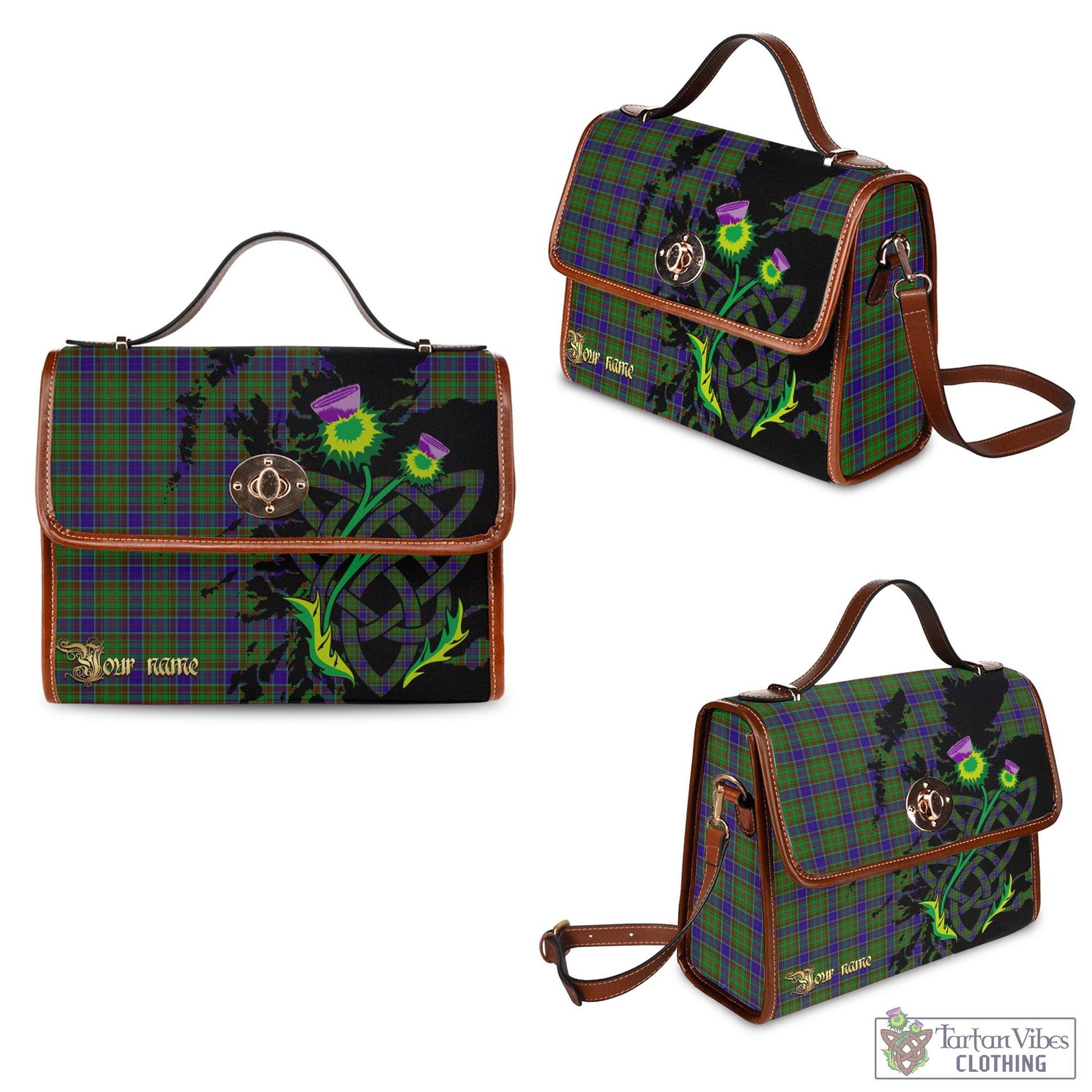 Tartan Vibes Clothing Adam Tartan Waterproof Canvas Bag with Scotland Map and Thistle Celtic Accents