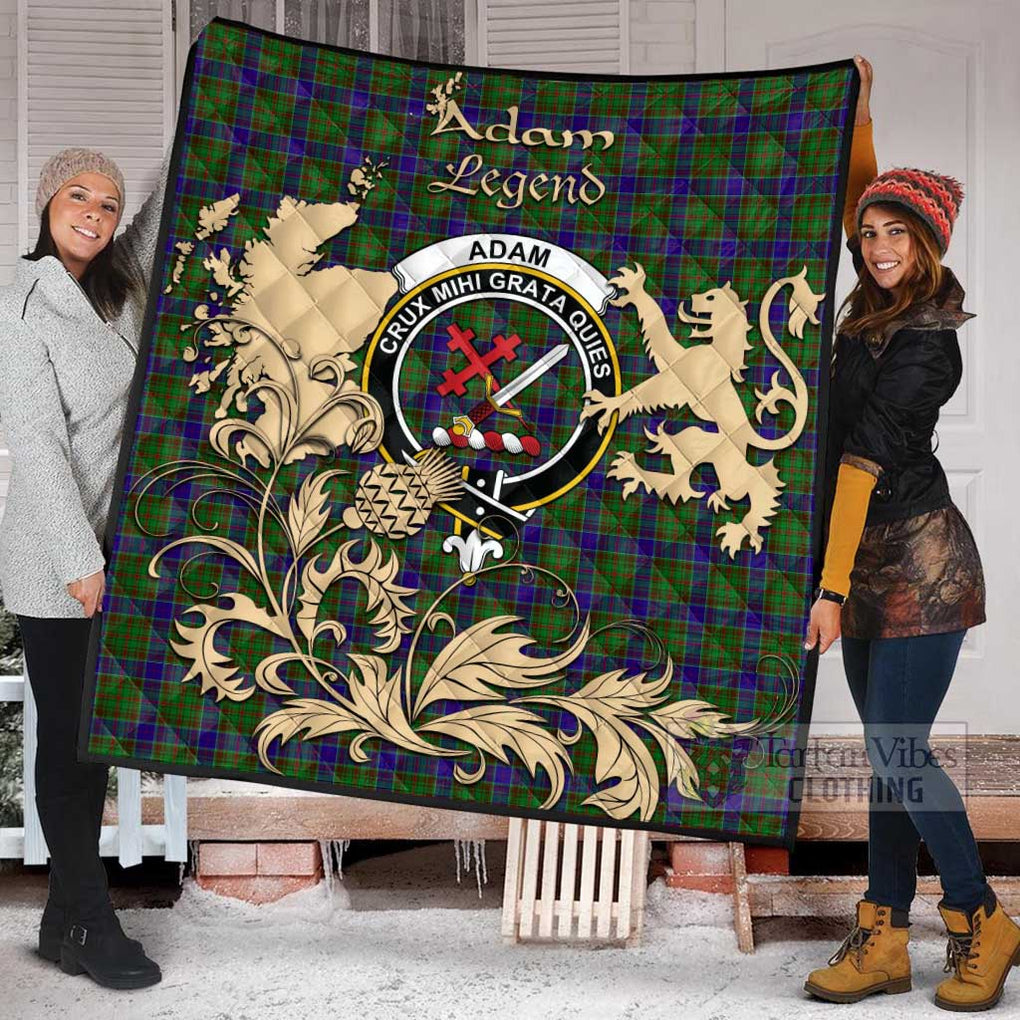 Tartan Vibes Clothing Adam Tartan Quilt with Family Crest and Scottish Symbol Style