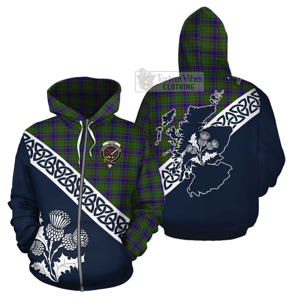 Tartan Vibes Clothing Adam Tartan Cotton Hoodie Featuring Thistle and Scotland Map