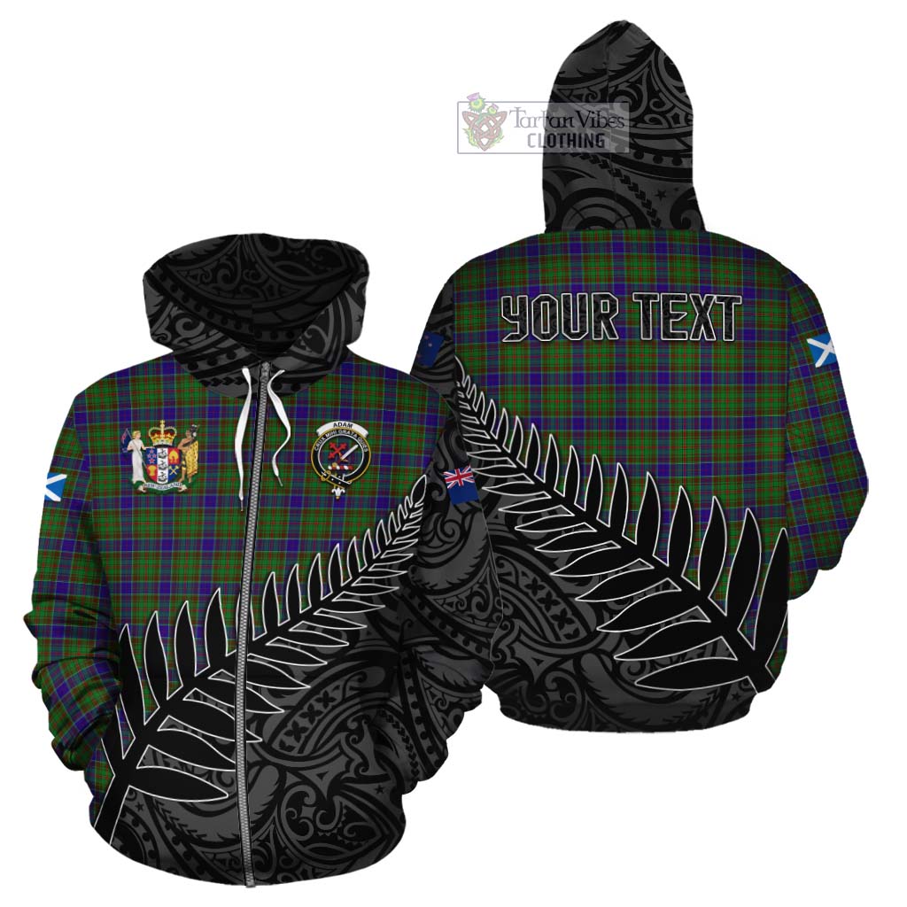 Tartan Vibes Clothing Adam Crest Tartan Cotton Hoodie with New Zealand Silver Fern Half Style