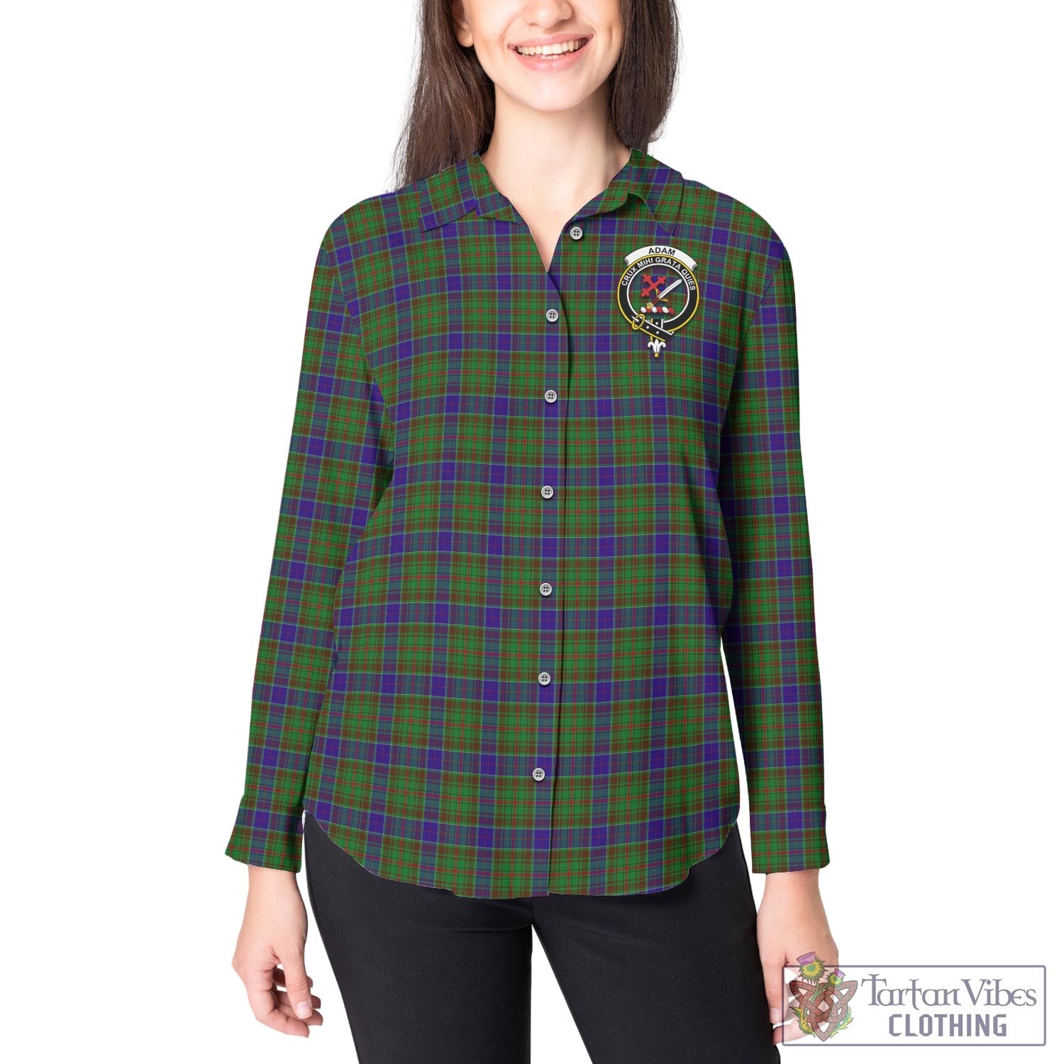 Tartan Vibes Clothing Adam Tartan Womens Casual Shirt with Family Crest