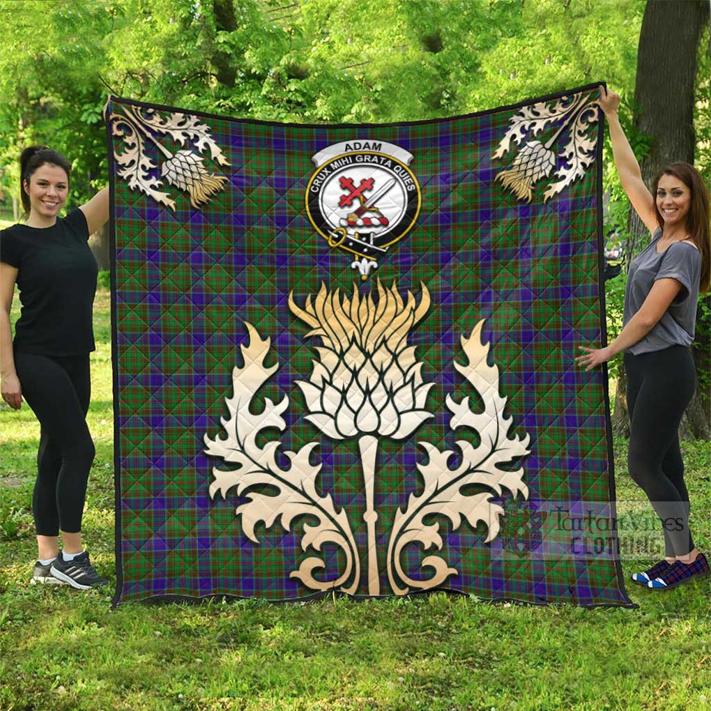 Tartan Vibes Clothing Adam Tartan Quilt with Family Crest and Golden Thistle Style