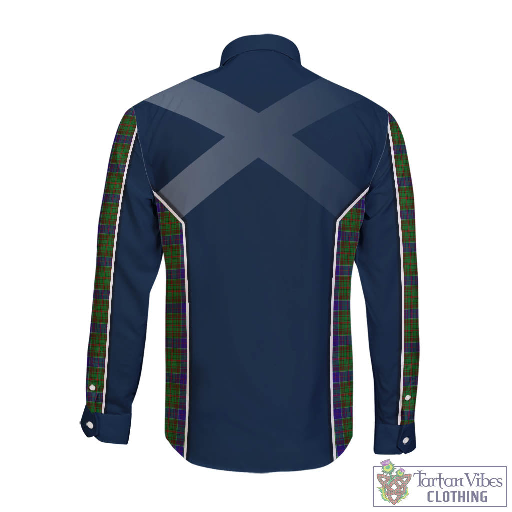 Tartan Vibes Clothing Adam Tartan Long Sleeve Button Up Shirt with Family Crest and Scottish Thistle Vibes Sport Style