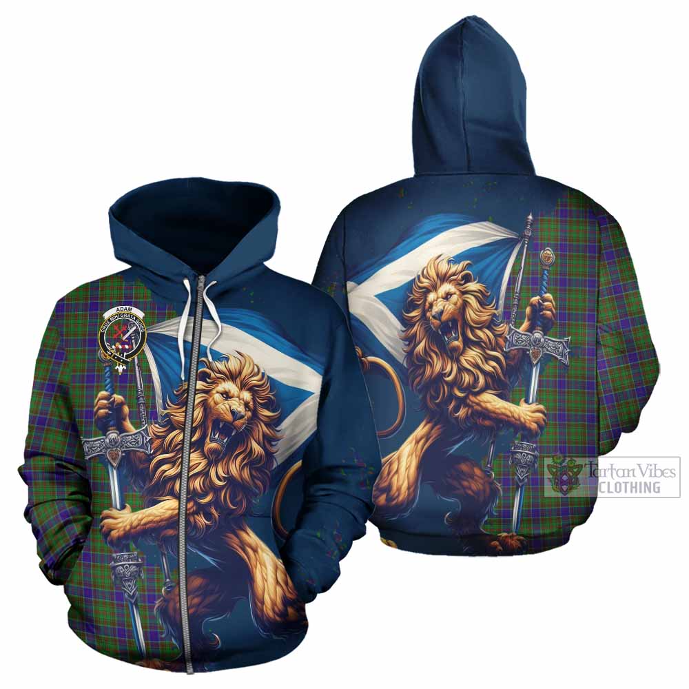 Adam Tartan Family Crest Hoodie with Scottish Majestic Lion