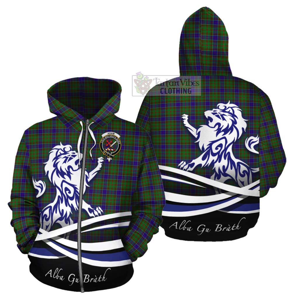 Tartan Vibes Clothing Adam Tartan Cotton Hoodie with Alba Gu Brath Regal Lion Emblem