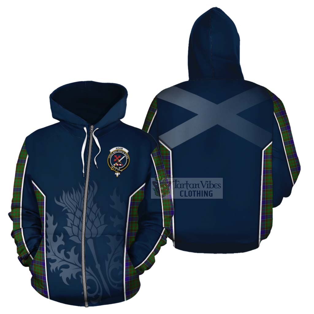 Tartan Vibes Clothing Adam Tartan Cotton Hoodie with Family Crest and Scottish Thistle Vibes Sport Style