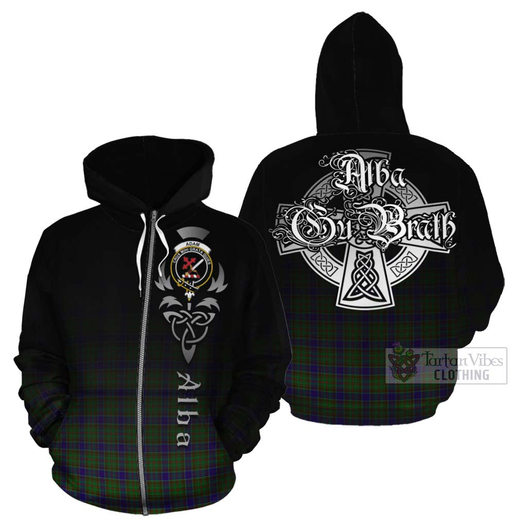 Tartan Vibes Clothing Adam Tartan Cotton Hoodie Featuring Alba Gu Brath Family Crest Celtic Inspired