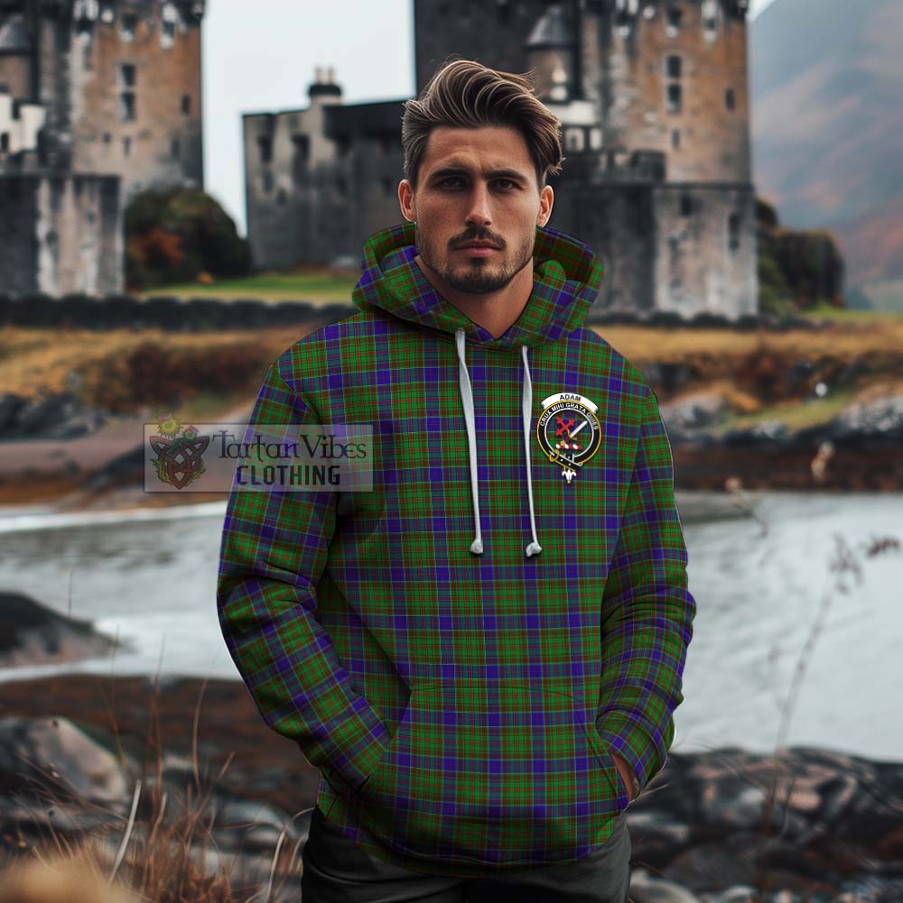 Tartan Vibes Clothing Adam Tartan Cotton Hoodie with Family Crest Celtic Skull Style