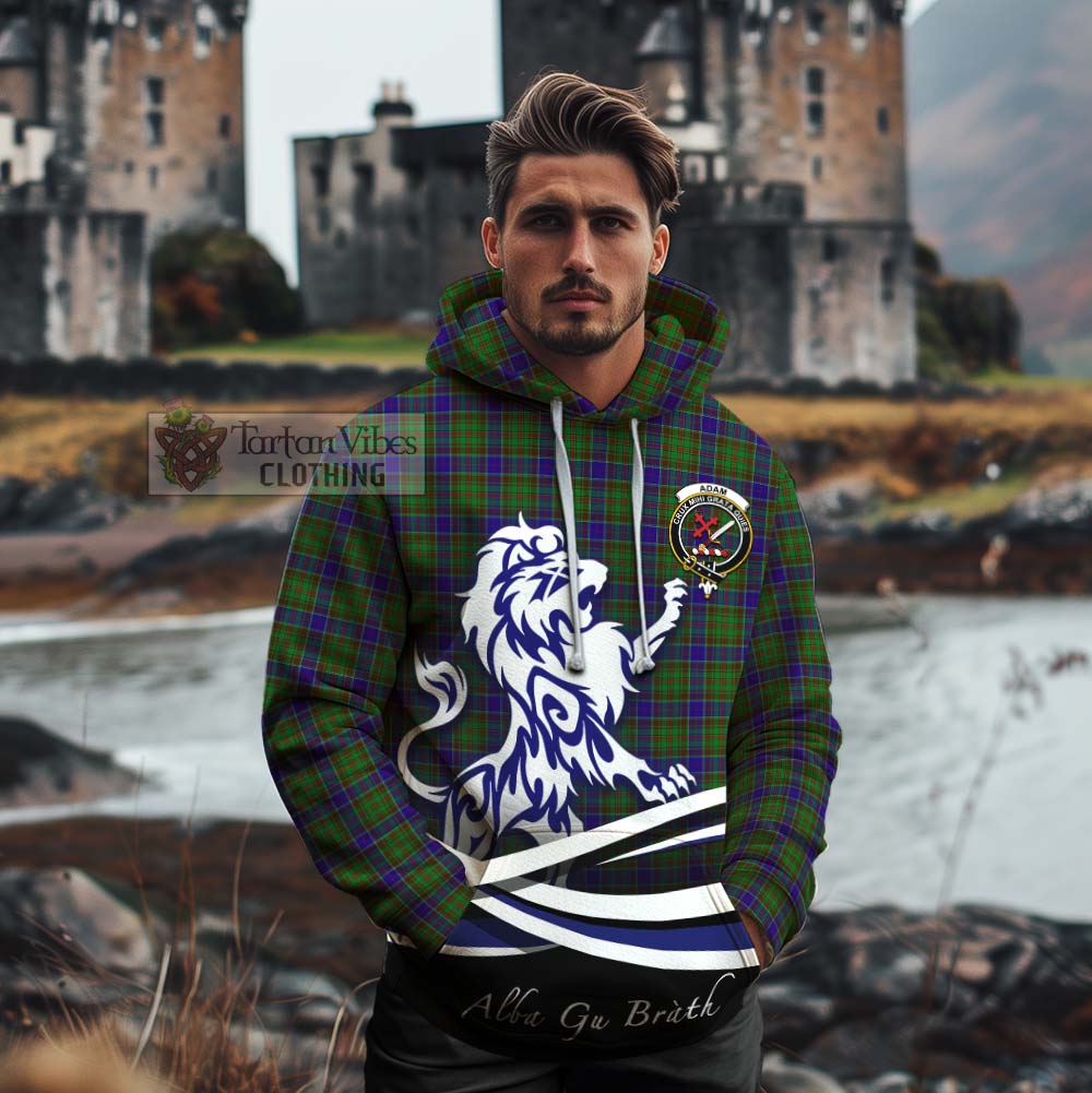 Tartan Vibes Clothing Adam Tartan Cotton Hoodie with Alba Gu Brath Regal Lion Emblem