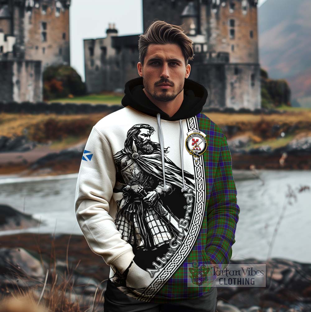 Tartan Vibes Clothing Adam Tartan Clan Crest Cotton Hoodie with Highlander Warrior Celtic Style