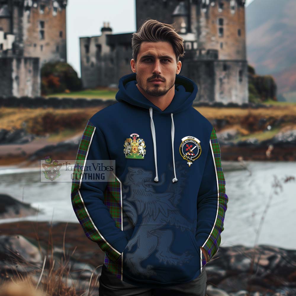 Tartan Vibes Clothing Adam Tartan Cotton Hoodie with Family Crest and Lion Rampant Vibes Sport Style