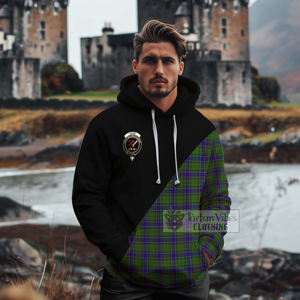 Tartan Vibes Clothing Adam Tartan Cotton Hoodie with Family Crest and Military Logo Style