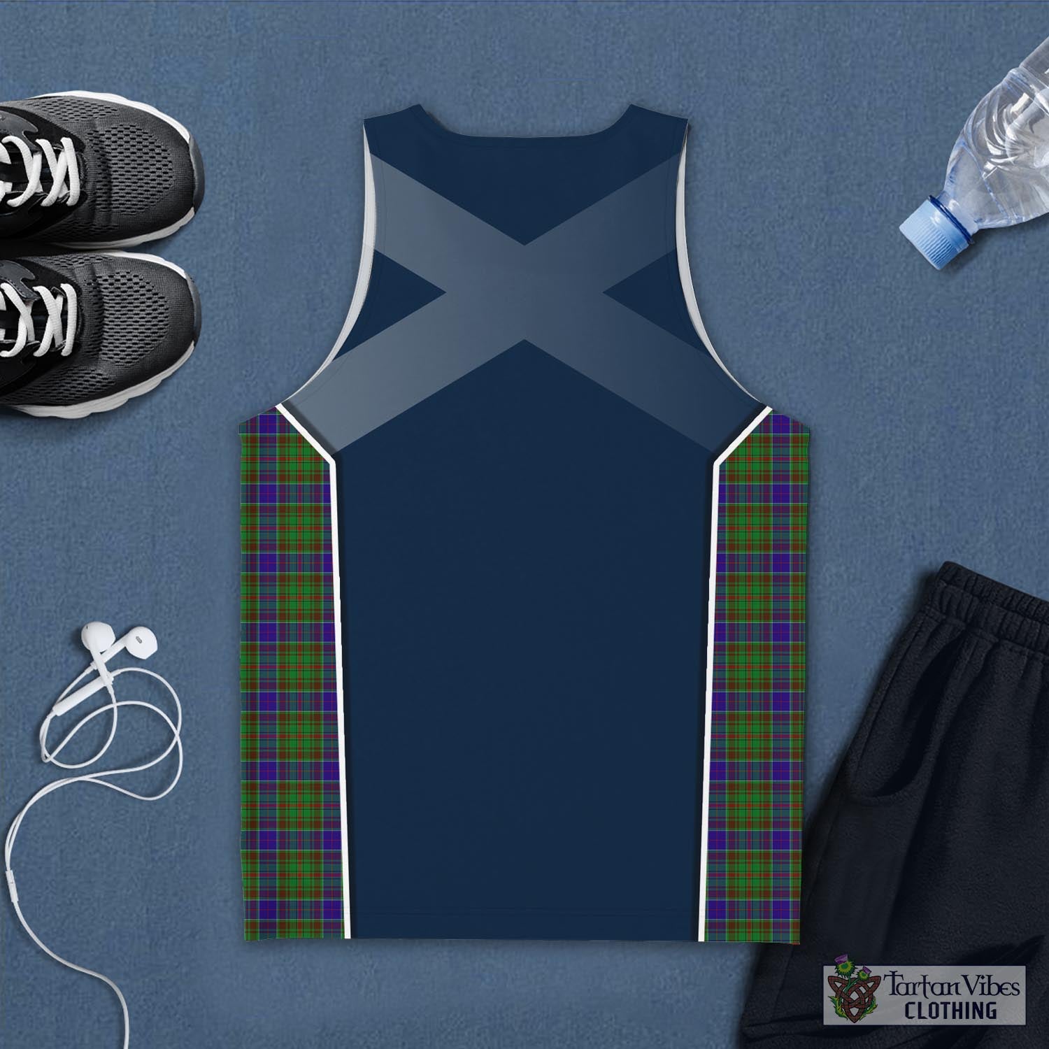 Tartan Vibes Clothing Adam Tartan Men's Tanks Top with Family Crest and Scottish Thistle Vibes Sport Style