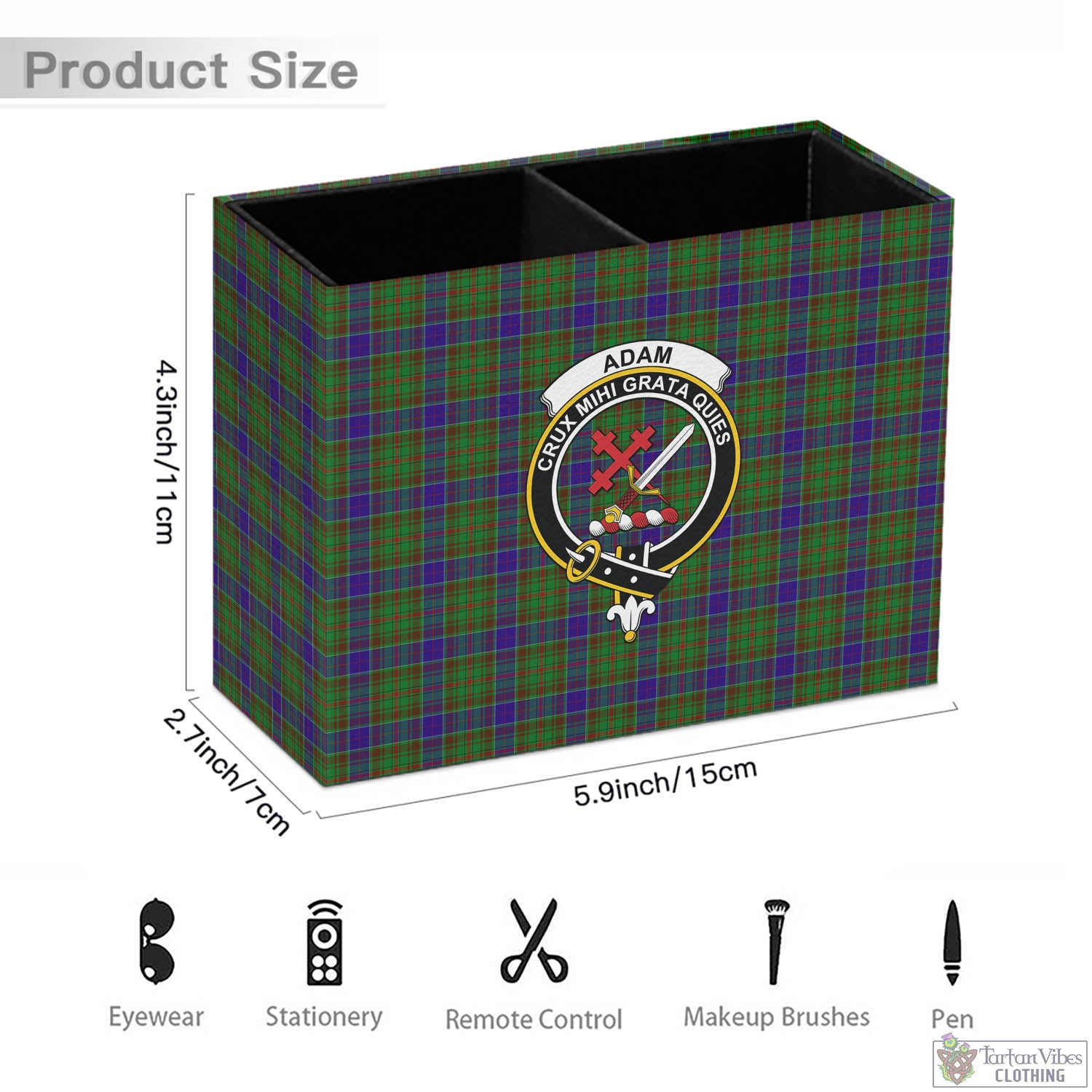 Tartan Vibes Clothing Adam Tartan Pen Holder with Family Crest