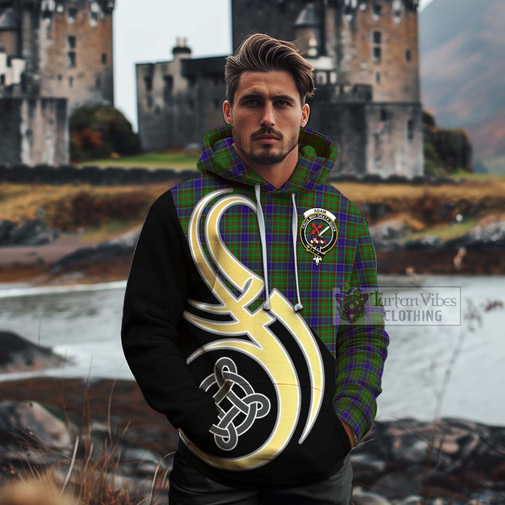 Tartan Vibes Clothing Adam Tartan Cotton Hoodie with Family Crest and Celtic Symbol Style