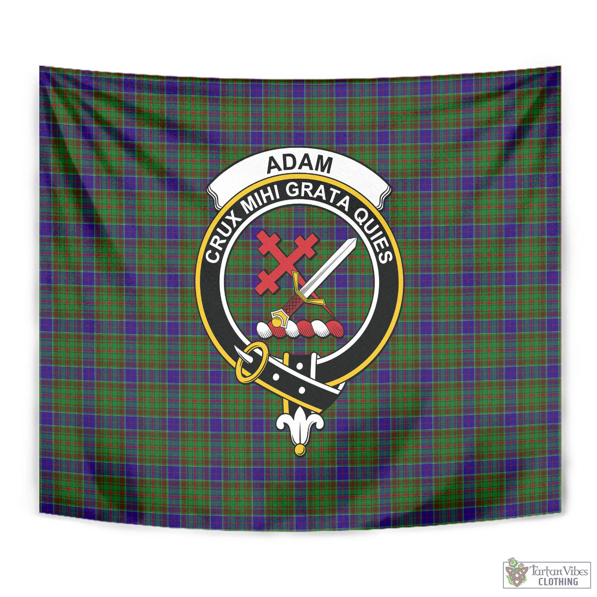 Tartan Vibes Clothing Adam Tartan Tapestry Wall Hanging and Home Decor for Room with Family Crest