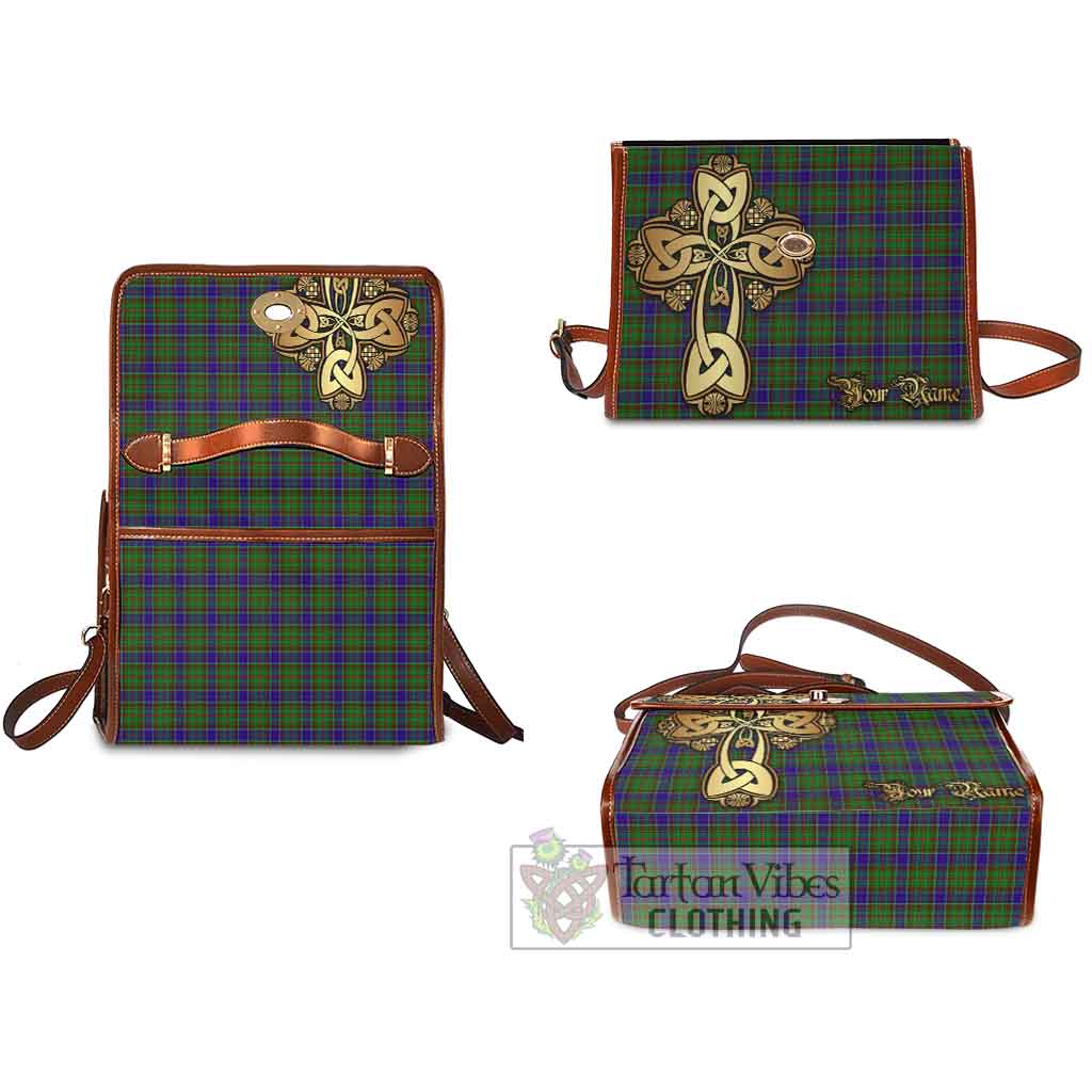 Tartan Vibes Clothing Adam Tartan Waterproof Canvas Bag Golden Thistle Celtic Cross Style