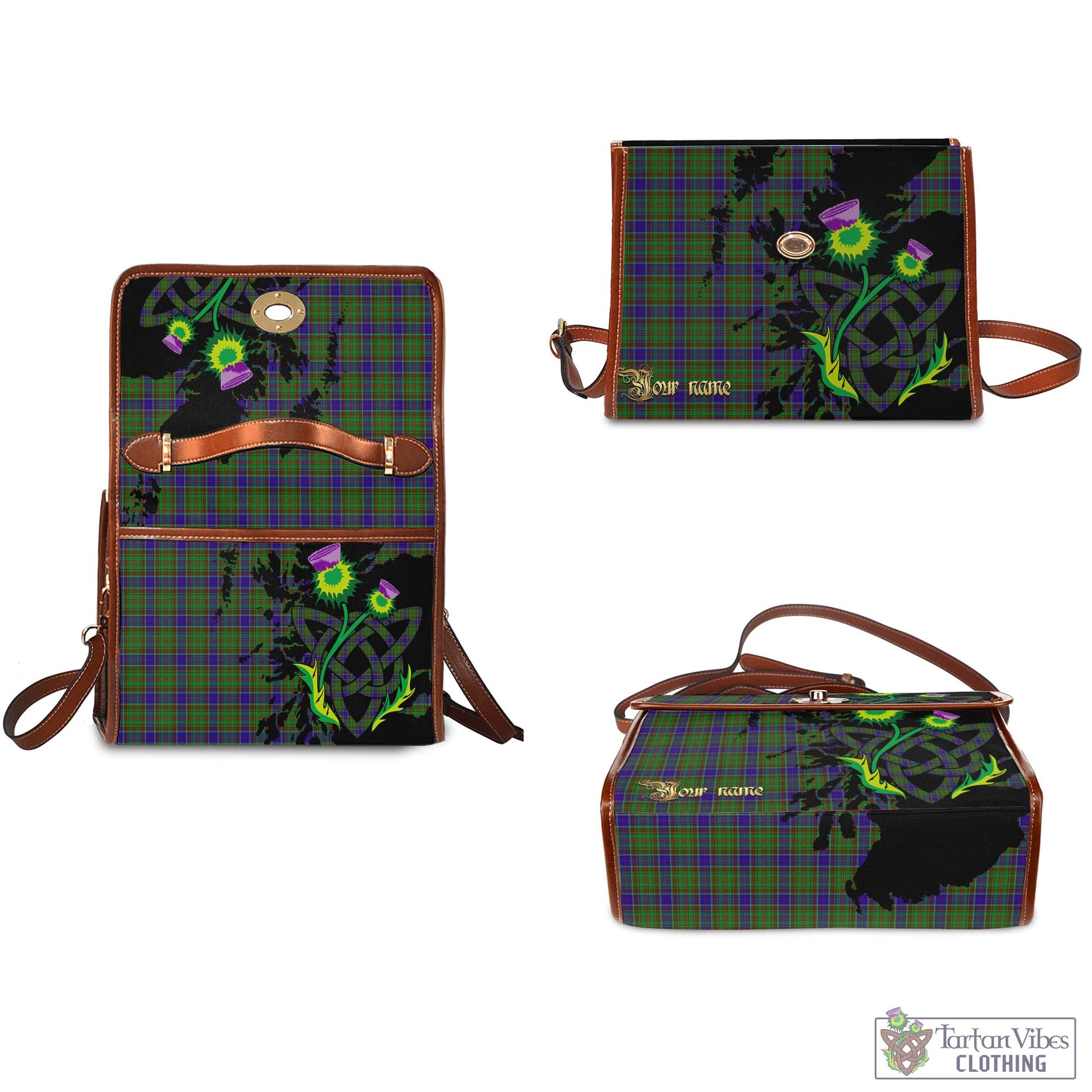 Tartan Vibes Clothing Adam Tartan Waterproof Canvas Bag with Scotland Map and Thistle Celtic Accents