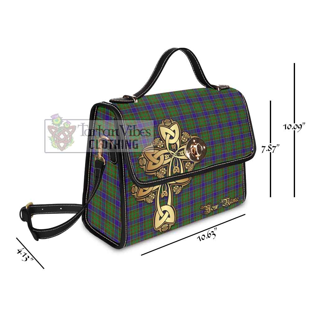 Tartan Vibes Clothing Adam Tartan Waterproof Canvas Bag Golden Thistle Celtic Cross Style