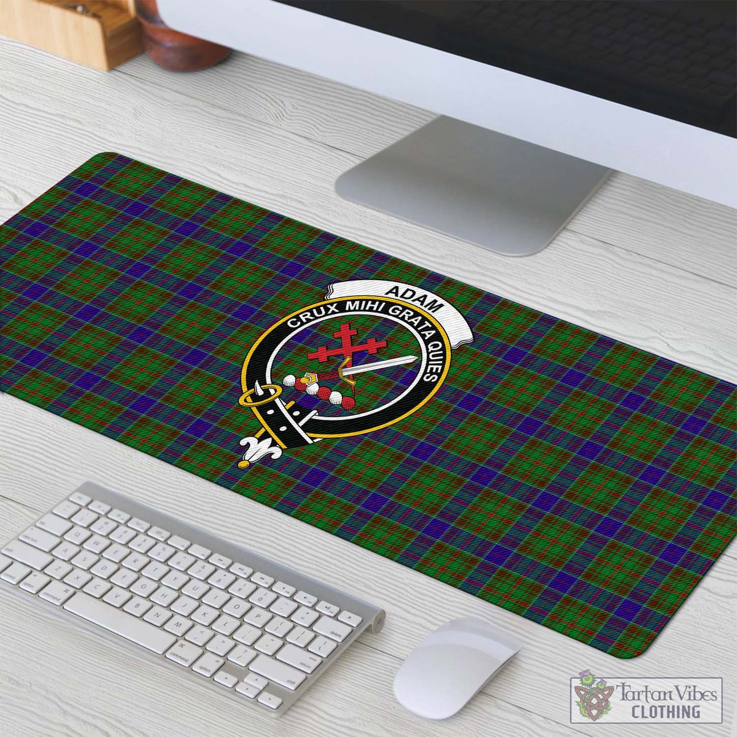 Tartan Vibes Clothing Adam Tartan Mouse Pad with Family Crest