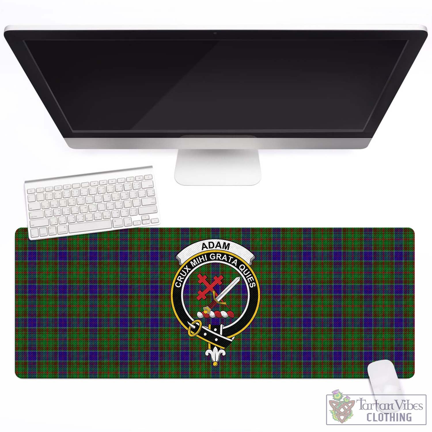 Tartan Vibes Clothing Adam Tartan Mouse Pad with Family Crest