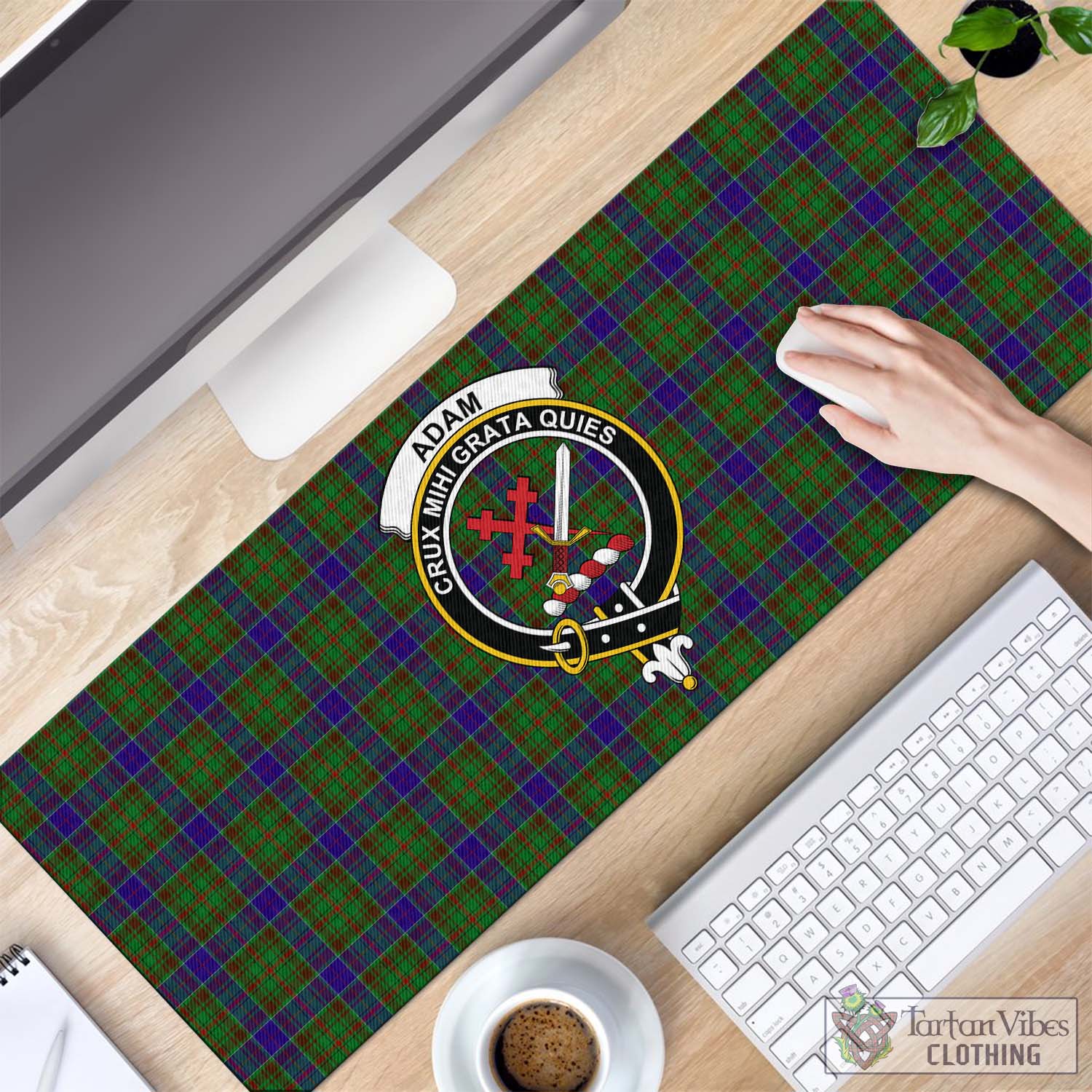 Tartan Vibes Clothing Adam Tartan Mouse Pad with Family Crest