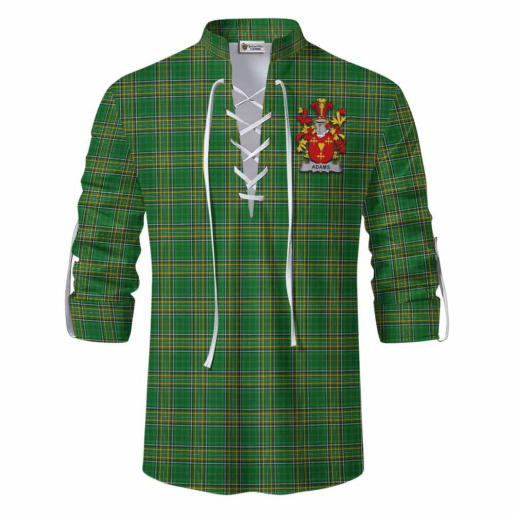 Tartan Vibes Clothing Adams Irish Clan Tartan Ghillie Kilt Shirt with Coat of Arms